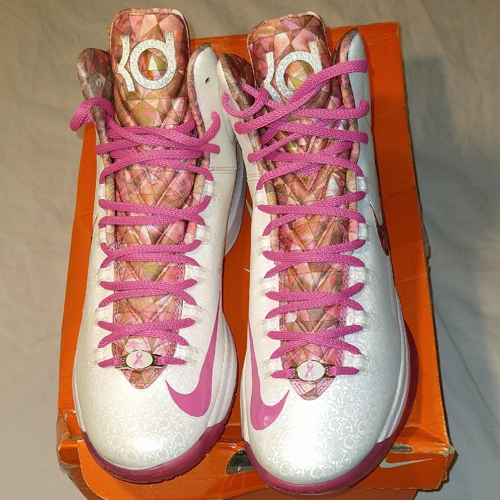 Nike White and Pink High-Top Athletic Shoes